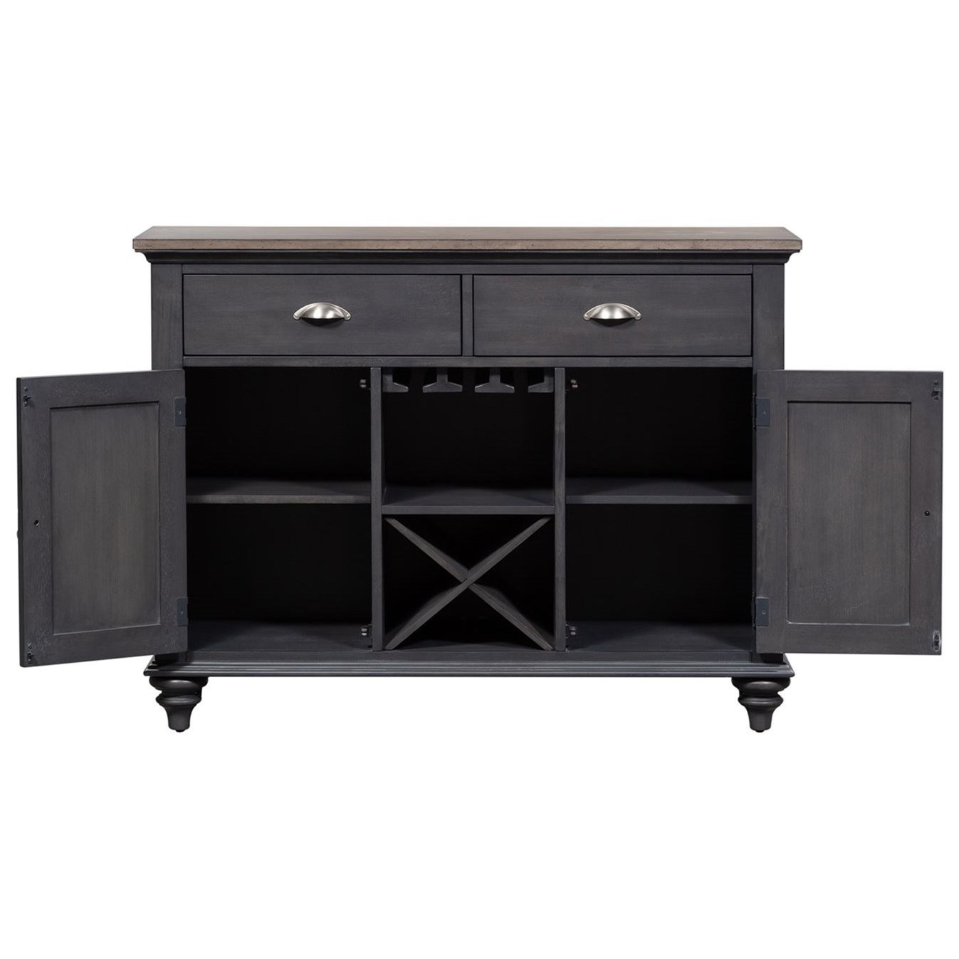 Liberty Furniture Ocean Isle Cottage Style TwoToned Buffet with Wine